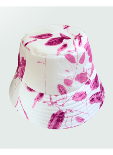PRINTED COTTON  BUCKET HAT: ORTENSIA: PINK