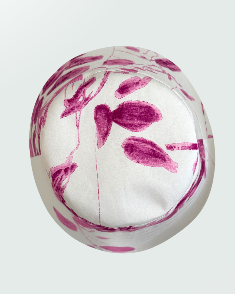 PRINTED COTTON BUCKET HAT: ORTENSIA: PINK