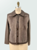 KNIT LEATHER AND MINK JACKET: TAUPE