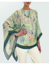 CASHMERE PRINTED PONCHO: KENSINGTON: GREEN