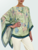 CASHMERE PRINTED PONCHO: KENSINGTON: GREEN