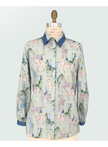 CLASSIC COTTON PRINTED SHIRT: KENSINGTON : GREEN