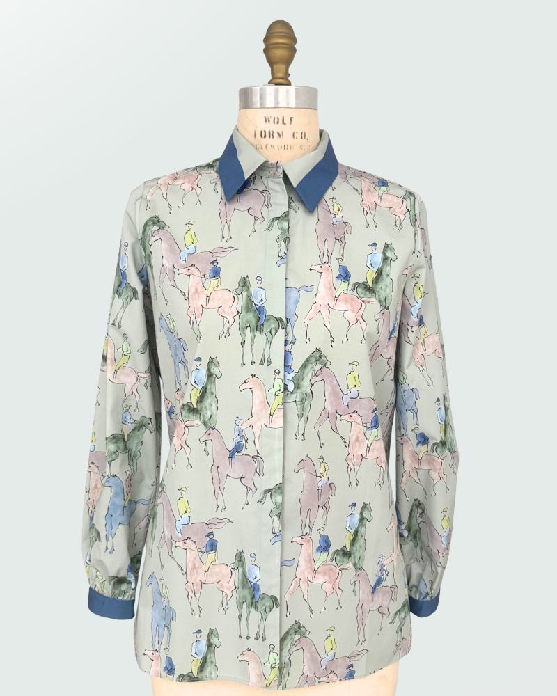 CLASSIC COTTON PRINTED SHIRT: KENSINGTON : GREEN
