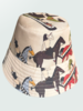 PRINTED SILK BUCKET HAT: NATIVE AMERICAN : BEIGE
