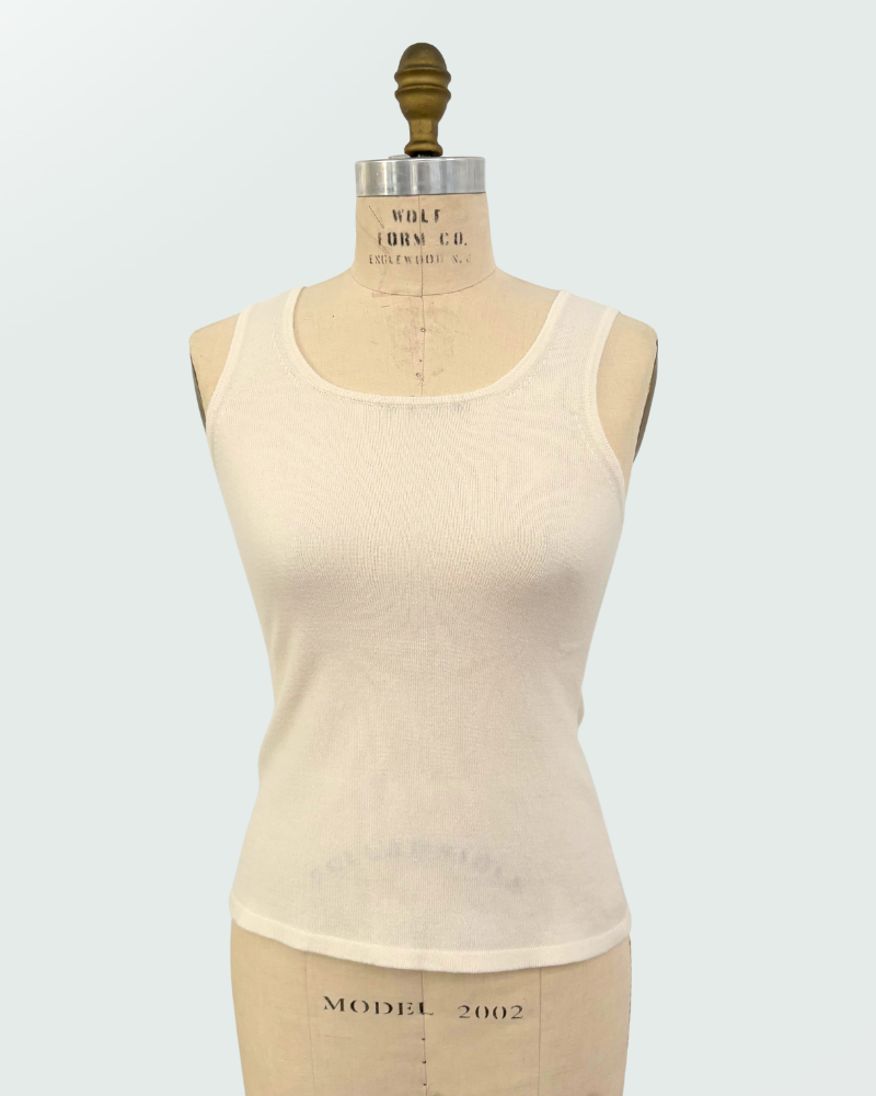 CASHMERE CREW NECK TOP: WHITE