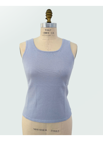 CASHMERE CREW NECK TOP: LIGHT BLUE