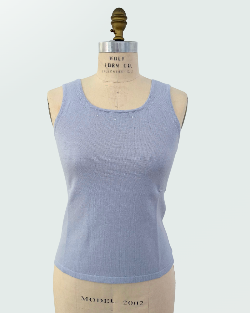 CASHMERE CREW NECK TOP: LIGHT BLUE