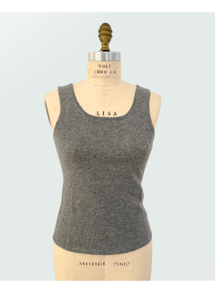 CASHMERE CREW NECK TOP: GRAY