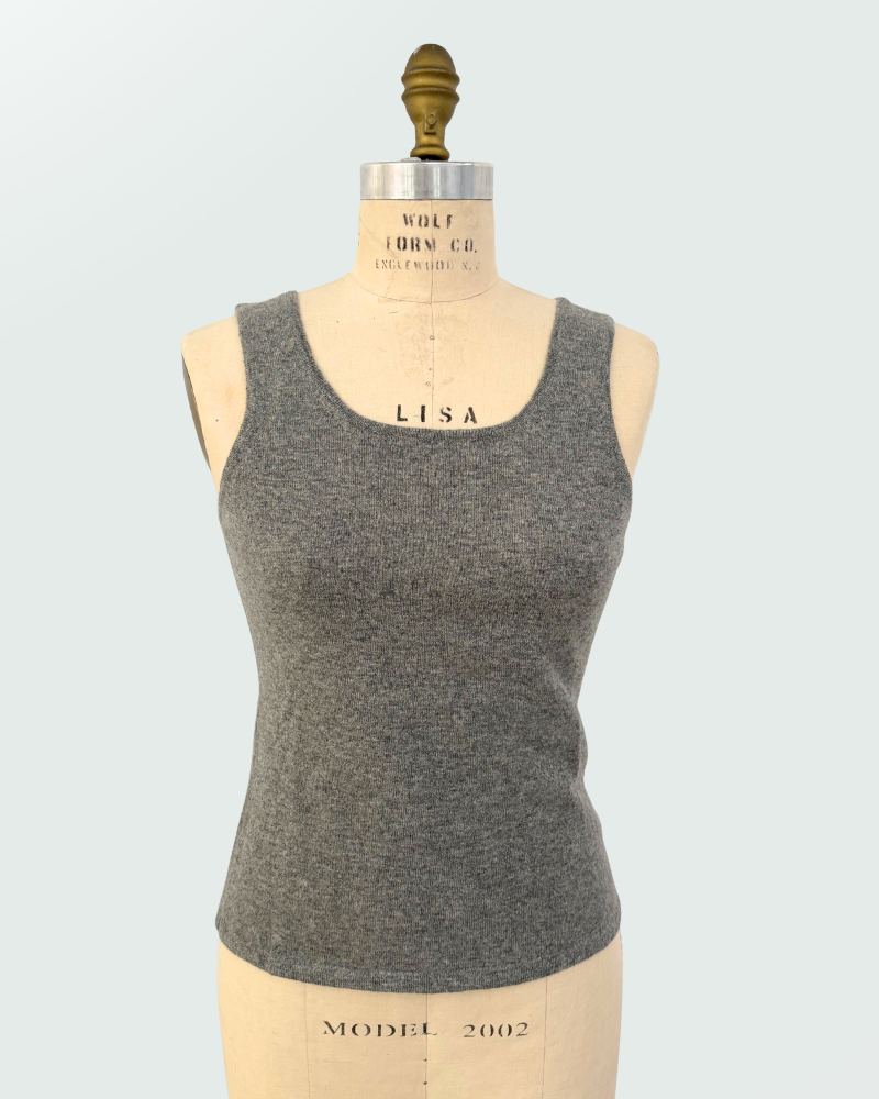 CASHMERE CREW NECK TOP: GRAY