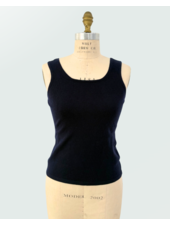 CASHMERE CREW NECK TOP: NAVY