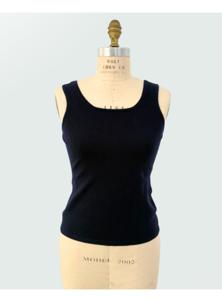 CASHMERE CREW NECK TOP: NAVY