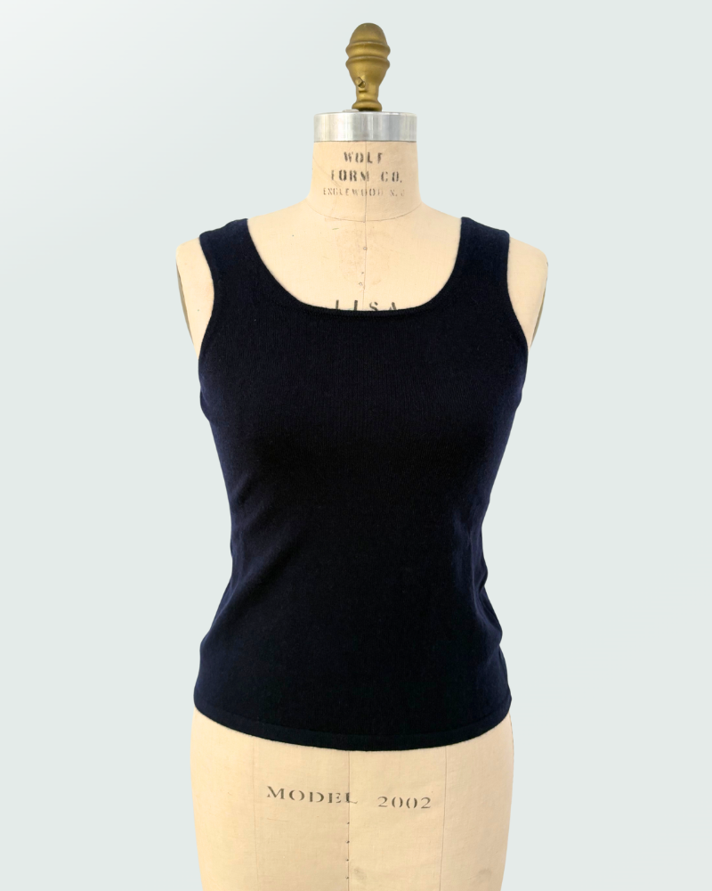 CASHMERE CREW NECK TOP: NAVY