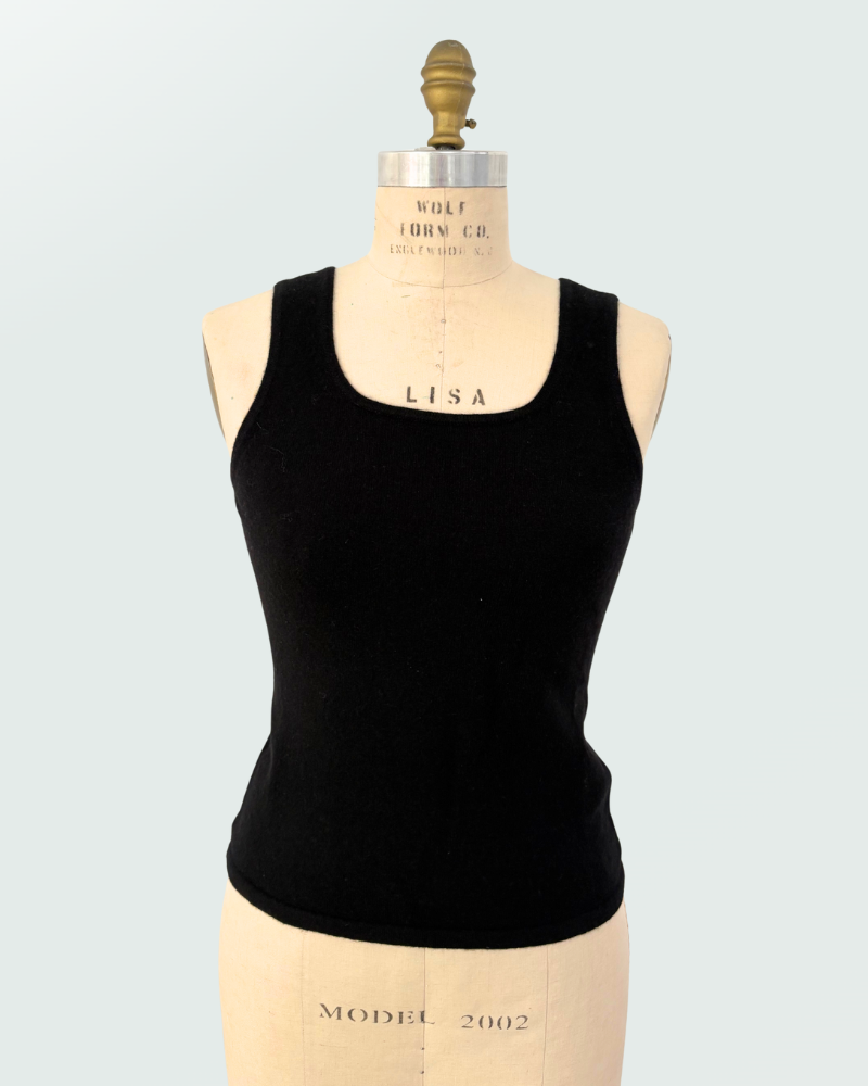 CASHMERE CREW NECK TOP: BLACK