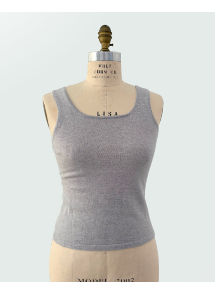 CASHMERE CREW NECK TOP: SILVER