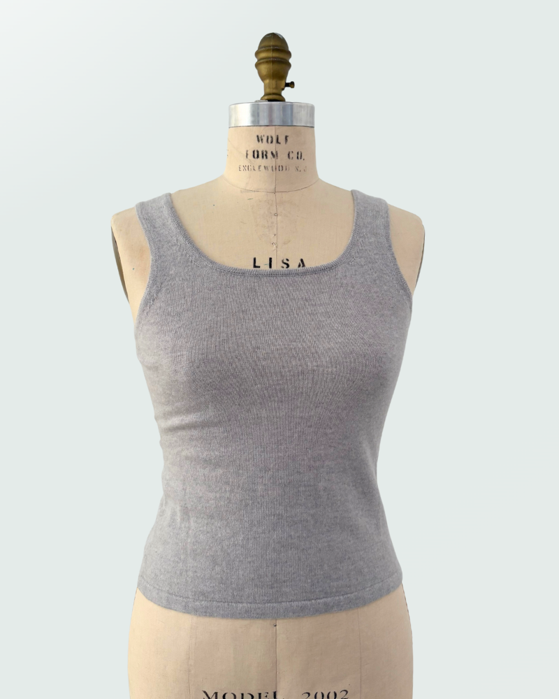 CASHMERE CREW NECK TOP: SILVER