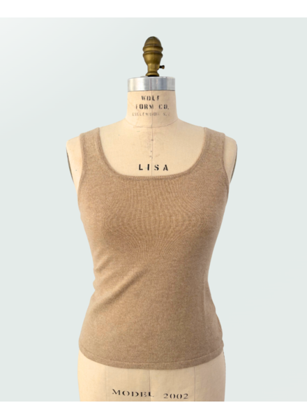 CASHMERE CREW NECK TOP:  CAMEL