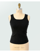 CASHMERE CREW NECK TOP: COAL