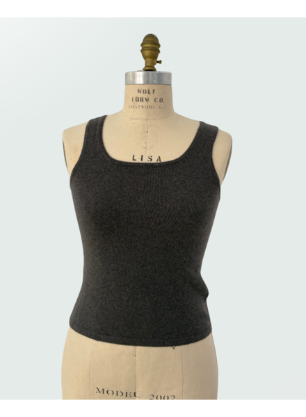 CASHMERE CREW NECK TOP: ANTHRACITE