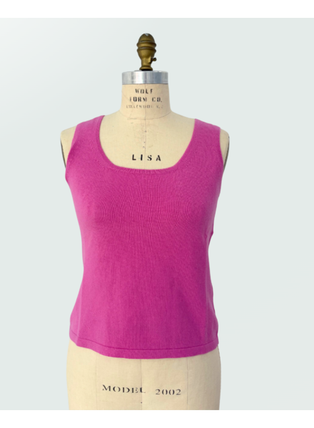 CASHMERE CREW NECK TOP: FUSHIA
