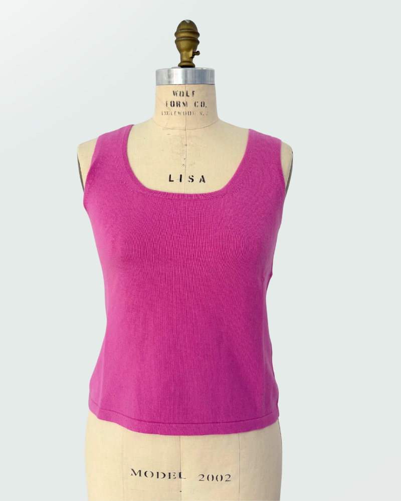 CASHMERE CREW NECK TOP: FUSHIA