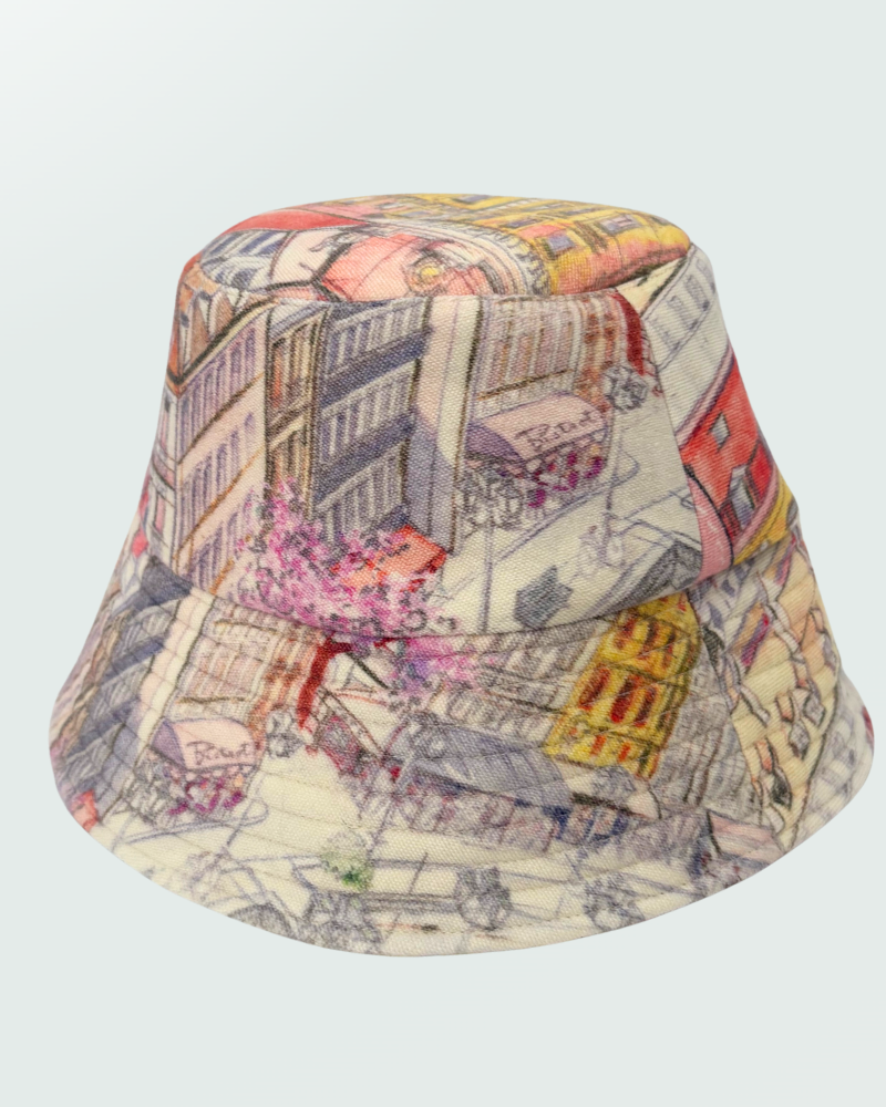 PRINTED BUCKET HAT: PARIS : PINK