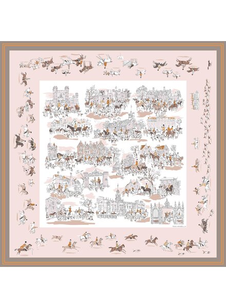 CASHMERE PRINTED SCARF: PALIO DI SIENA: PINK