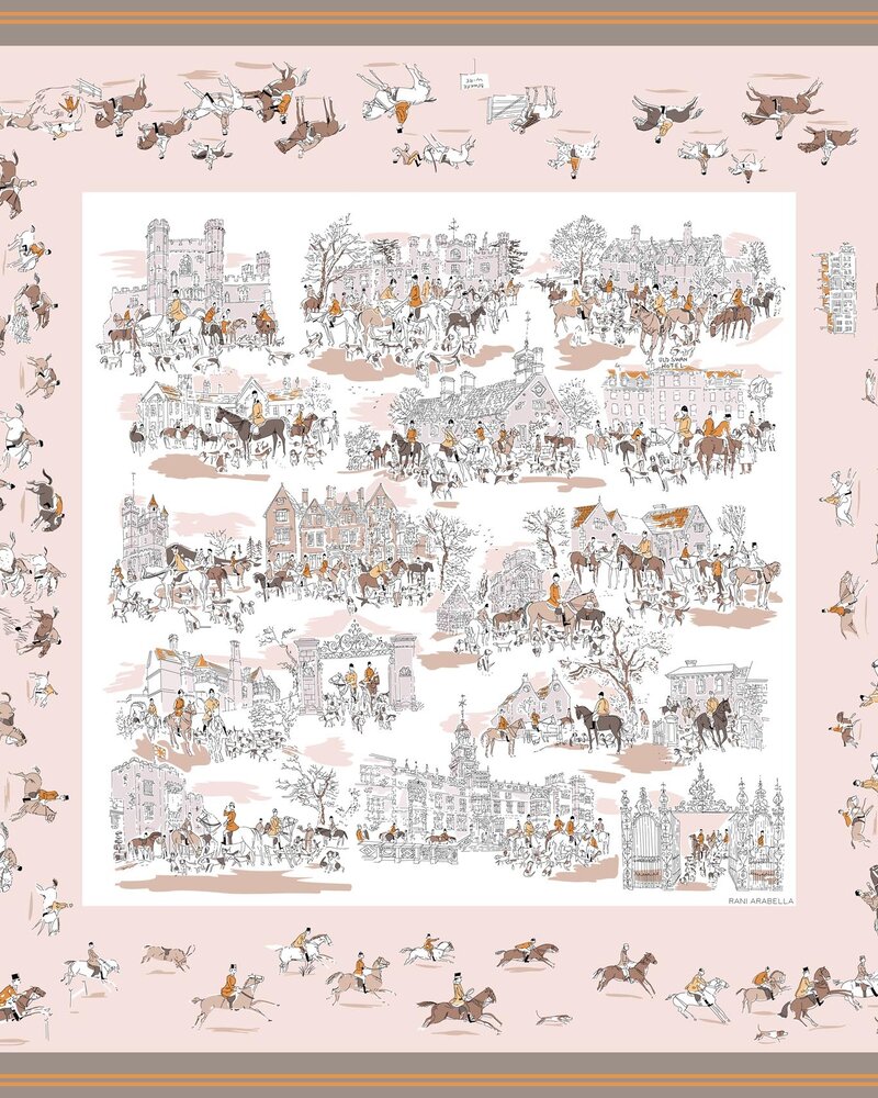 CASHMERE PRINTED SCARF: PALIO DI SIENA: PINK