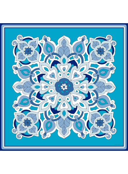 PRINTED CASHMERE SCARF: SAVOIA: BLUE JEWEL