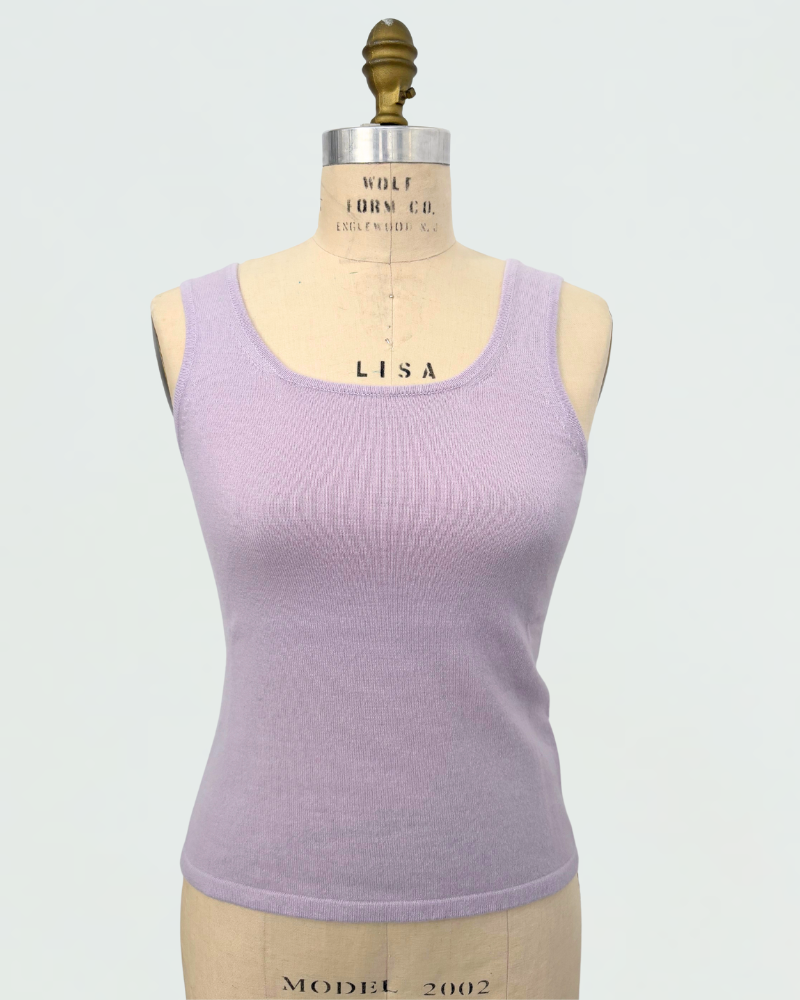 CASHMERE CREW NECK TOP: LILAC