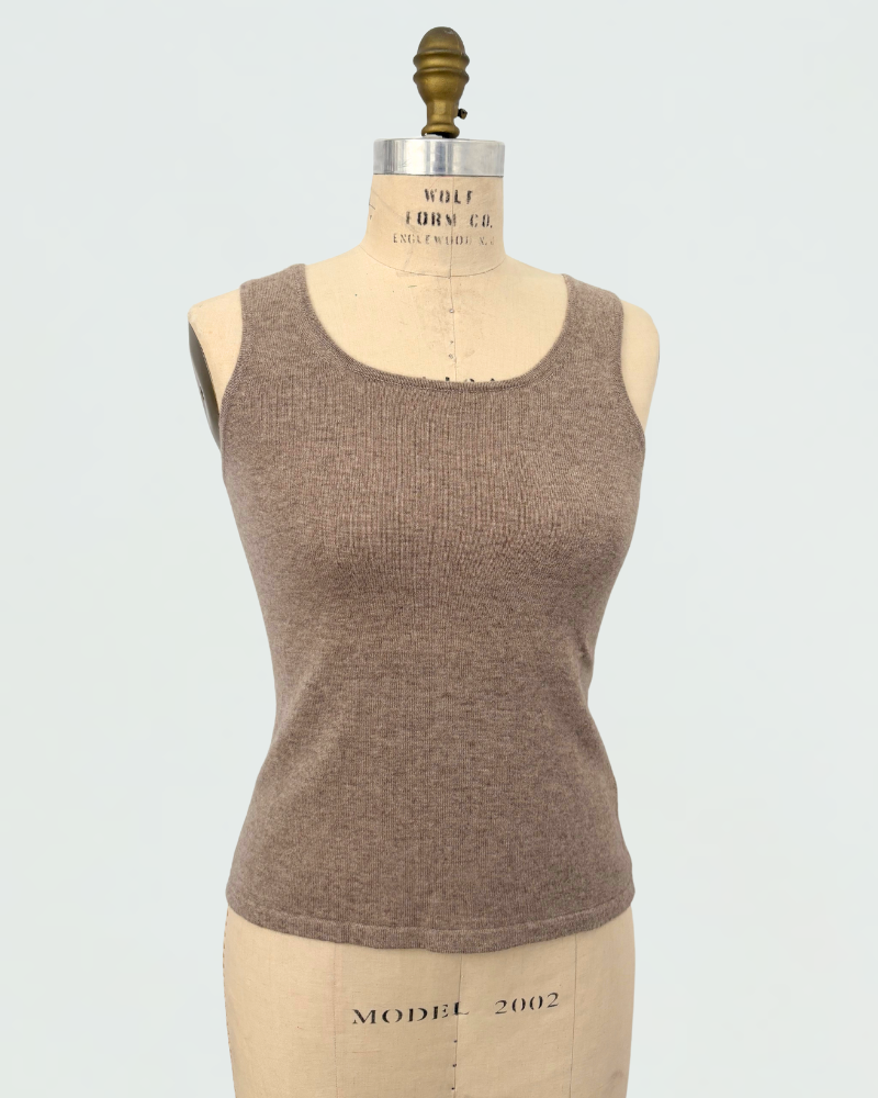 CASHMERE CREW NECK TOP: BEIGE