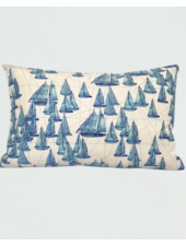 SILK PRINTED PILLOW: BOAT/ ZIG ZAG : BLUE 12"X18"