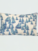SILK PRINTED PILLOW: BOAT/ ZIG ZAG : BLUE 12"X18"