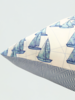 SILK PRINTED PILLOW: BOAT/ ZIG ZAG : BLUE 21"X21"