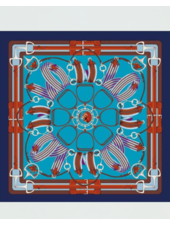 PRINTED CASHMERE SCARF: STIRRUPS: TURQUOISE