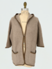 WAFFLE STITCH SWEATER W/ HOOD AND LEATHER , SAND