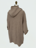 WAFFLE STITCH SWEATER W/ HOOD AND LEATHER , SAND