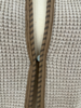 WAFFLE STITCH SWEATER W/ HOOD AND LEATHER , SAND