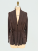 LATTICE DETAIL CARDIGAN: 100% CASHMERE: CHOCOLATE