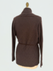 LATTICE DETAIL CARDIGAN: 100% CASHMERE: CHOCOLATE