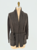 LATTICE DETAIL CARDIGAN: 100% CASHMERE: ANTHRACITE