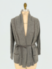 LATTICE DETAIL CARDIGAN: 100% CASHMERE:  GRAY