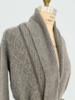 LATTICE DETAIL CARDIGAN: 100% CASHMERE:  GRAY