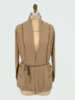 LATTICE DETAIL CARDIGAN: 100% CASHMERE:  CAMEL