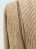 LATTICE DETAIL CARDIGAN: 100% CASHMERE:  CAMEL