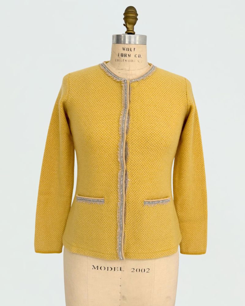 CASHMERE  2-TONES EMBELLISHED JACKET, SUN