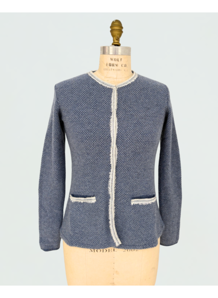 CASHMERE 2-TONES EMBELLISHED JACKET : DENIM