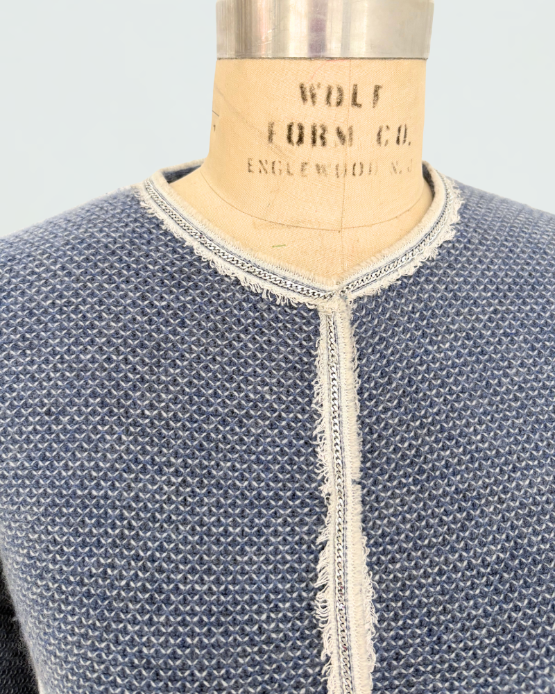 CASHMERE  2-TONES EMBELLISHED JACKET : DENIM