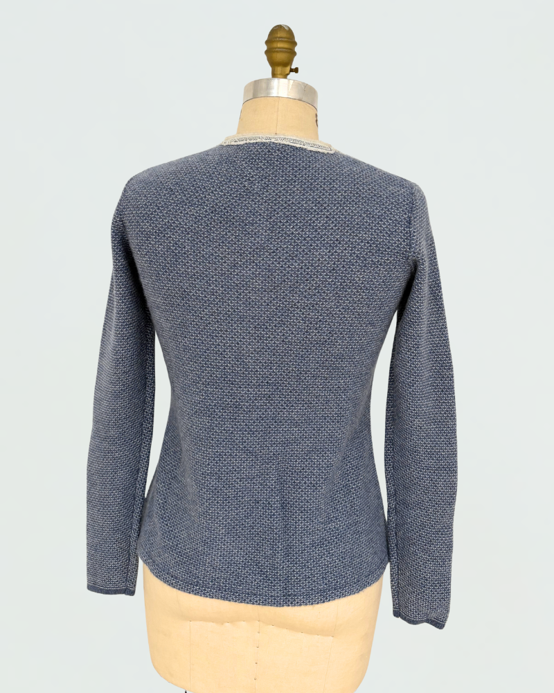 CASHMERE  2-TONES EMBELLISHED JACKET : DENIM