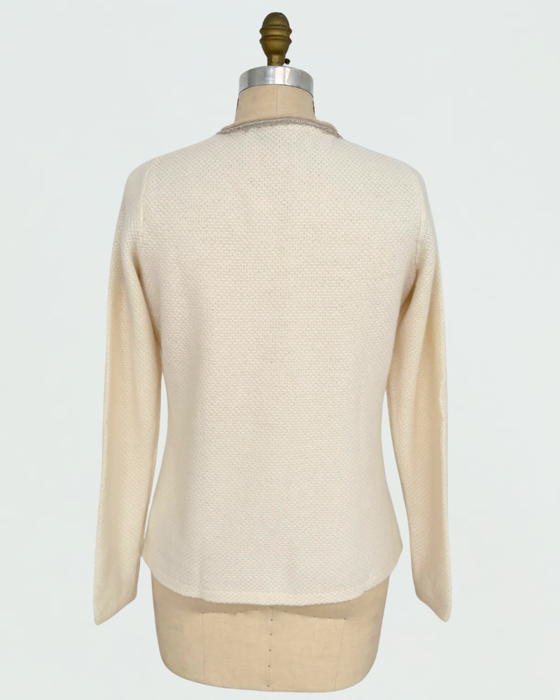 CASHMERE 2-TONES EMBELLISHED JACKET : IVORY