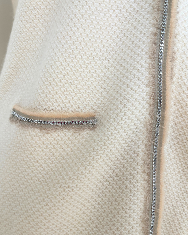 CASHMERE 2-TONES EMBELLISHED JACKET : IVORY